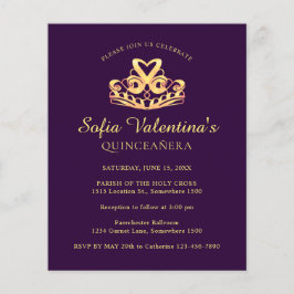 バジェットパープル金ゴールドティアラキンセアニェラ招待状