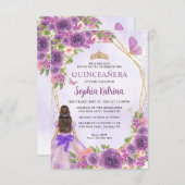 バジェットパープル金ゴールドフローラプリンセスキンセアニラ ノートカード (正面/裏面)