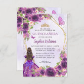 バジェットパープル金ゴールドフローラプリンセスキンセアニラ ノートカード (正面/裏面)