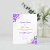 バジェットパープル金ゴールドフローラ結婚式招待状 (スタンド正面)