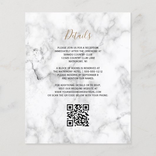 バジェットパープル金ゴールド瑪瑙の大理石QRコード結婚ズ (裏面)