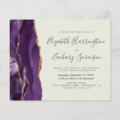 バジェットパープル金ゴールド瑪瑙アイボリーウェディング招待状 (正面)