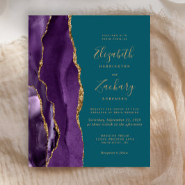 バジェットパープル金ゴールド瑪瑙ティール（緑がかった色）ウェディング招待状