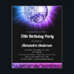 バジェットパープル70th誕生日パーティー70sディスコボール チラシ<br><div class="desc">パープル70th Birthday Party 70のディスコボール招待状でディスコ時代にタイムスリップ。この懐鮮やかかしい招待は、あなたのマイルストーンお祝いのための気分を設定する完璧な方法である。紫の輝く色合いで、この招待は70年代のエネルギーとおもしろいを捉える。ディスコのボールグラフィックは、ライトで照らされたダンスフロアの日に戻きらめくる。ディスコをテーマにしたbashや、70年代の魔法のtouchを注入したいイベントにとって理想的な選択だ。私たちの招待はカスタマイズ、お客様が祭りに参加する招待状を個人的で思い出に残る方法を作りて、詳細を行うことを可能にする。その印象的なデザインと品質の印刷で、それはステートメントを作り、思い出に残る70歳の誕生日パーティーのためのステージを設定する準備ができている。パープル70thバースデー祝タ・パーティ70sディスコ・ボールの招待状でダンスや思い出の準備を整え、あなたのマイルストーンの誕生日をグルーヴで忘れられない出来事にする。応援は70年の人生に！</div>