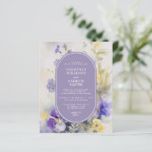 バジェットパープル&イエローフラワーズ結婚式招待状 (スタンド正面)