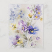 バジェットパープル&イエローフラワーズ結婚式招待状 (裏面)