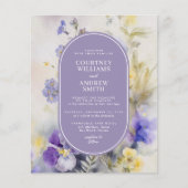 バジェットパープル&イエローフラワーズ結婚式招待状 (正面)