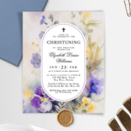 バジェットパープル&イエロー《キリスト教》洗礼式や命名式招待状