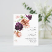 バジェットパープル&ピーチフラワーズ結婚式招待状 (スタンド正面)