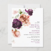 バジェットパープル&ピーチブライダルシャワー招待 (正面)