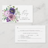 バジェットパープル – ライト&ダークフローラ2SM食事RSVP ノートカード (正面/裏面)