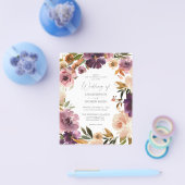 バジェットパープル&赤面ピンク結婚フローラズフライヤー チラシ (シングル)