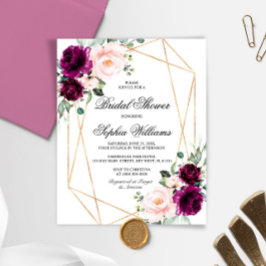 バジェットパープル&赤面ブライダルシャワー招待