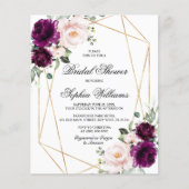 バジェットパープル&赤面ブライダルシャワー招待 (正面)