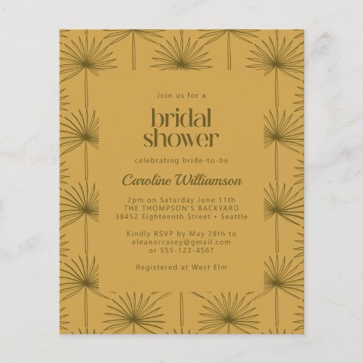 バジェットパームリーフボタニカルマスタードブライダルシャワー (正面)