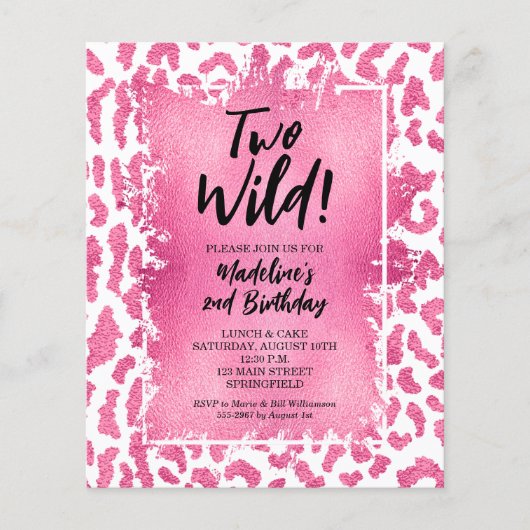 バジェットヒョウ2野生2番目の誕生日招待状 (正面)