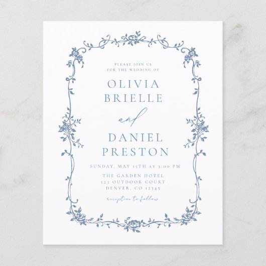 バジェットビクトリアンフランスのヴィンテージブルー結婚ズ (正面)