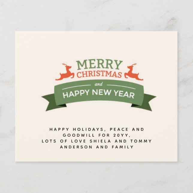 バジェットビンテージクリスマス招待状レター (正面)