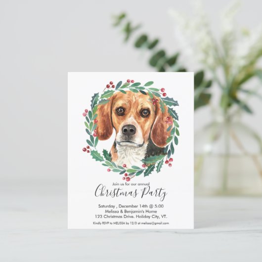 バジェットビーグルドッグクリスマスパーティの招待状 (スタンド正面)