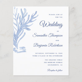 バジェットビーチ結婚式招待状モダンブルーホワイト