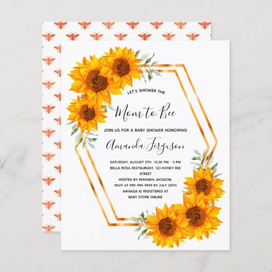 バジェットビーベイビーシャワーひまわりバラ金ゴールド (正面/裏面)