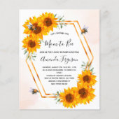 バジェットビーベイビーシャワーひまわり招待状 (正面)