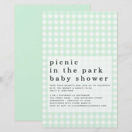 バジェットピクニックパークベビーシャワーグリーンギンガム (正面/裏面)