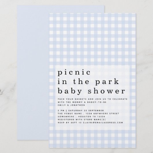 バジェットピクニックパークベビーシャワーブルーギンガム (正面/裏面)