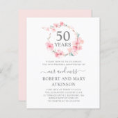 バジェットピンクさくらんぼブロッサム50周年招待状 (正面/裏面)