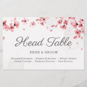 バジェットピンクさくらんぼ花のヘッドテーブルカード (正面)