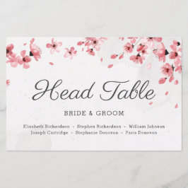 バジェットピンクさくらんぼ花のヘッドテーブルカード