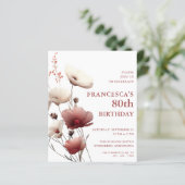 バジェットピンクとホワイトポピー80誕生日招待状 (スタンド正面)