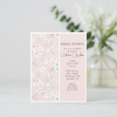 バジェットピンクと白の鳥シャワー招待状 (スタンド正面)