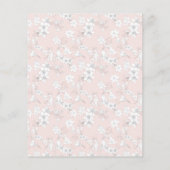 バジェットピンクと白の鳥シャワー招待状 (裏面)