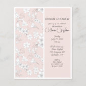 バジェットピンクと白の鳥シャワー招待状 (正面)