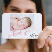 バジェットピンクのスクリプト写真の赤ちゃん感謝していシャワーあなた ノートカード