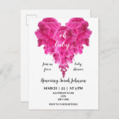 バジェットピンクのハートベビーガールシャワーの招待状 インビテーションポストカード (正面/裏面)