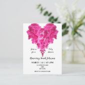 バジェットピンクのハートベビーガールシャワーの招待状 インビテーションポストカード (スタンド正面)