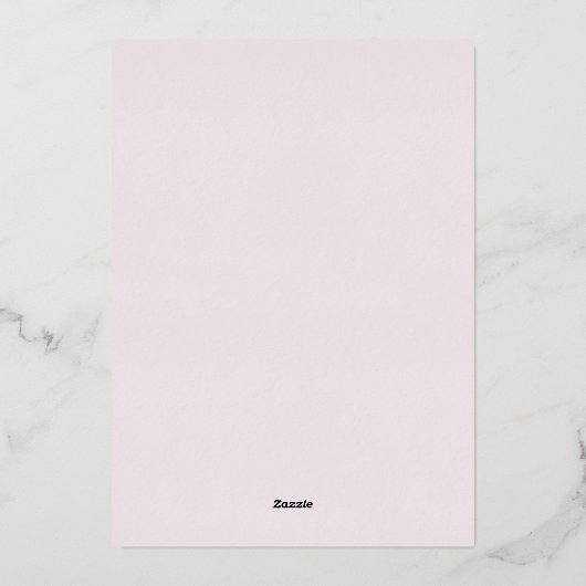 バジェットピンクのフローラと金ゴールド幾何学的 箔招待状 (裏面)