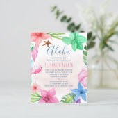 バジェットピンクのフローラ夏のブライダルシャワー招待状 (スタンド正面)