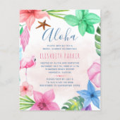 バジェットピンクのフローラ夏のブライダルシャワー招待状 チラシ (正面)