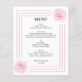 バジェットピンクの水の色のバラ結婚ズメニュー (正面)