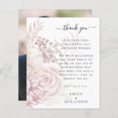 バジェットピンクの花模様写真結婚の感謝 (正面/裏面)