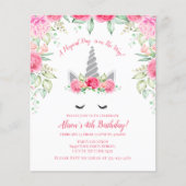 バジェットピンクアンドシルバーグリッターユニコーン誕生日 (正面)