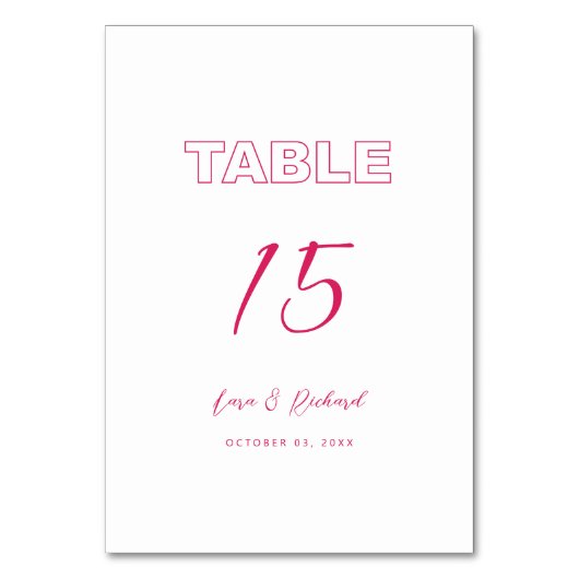バジェットピンクアーモダンチタはっきりしたイプ文字 テーブルナンバー (正面)