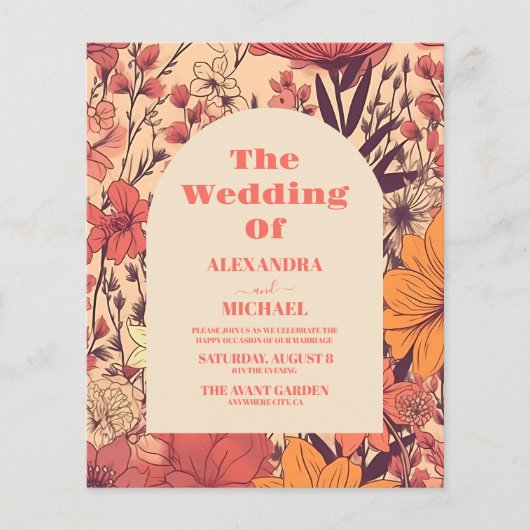 バジェットピンクイエローオレンジワイルドフラワー結婚ズ (正面)