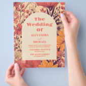 バジェットピンクイエローオレンジワイルドフラワー結婚ズ チラシ (手)