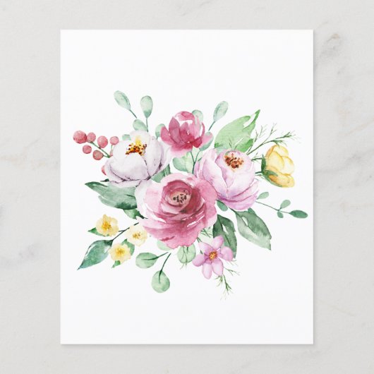 バジェットピンクイエローフローラ結婚式招待状 (裏面)