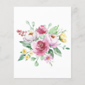 バジェットピンクイエローフローラ結婚式招待状 チラシ (裏面)