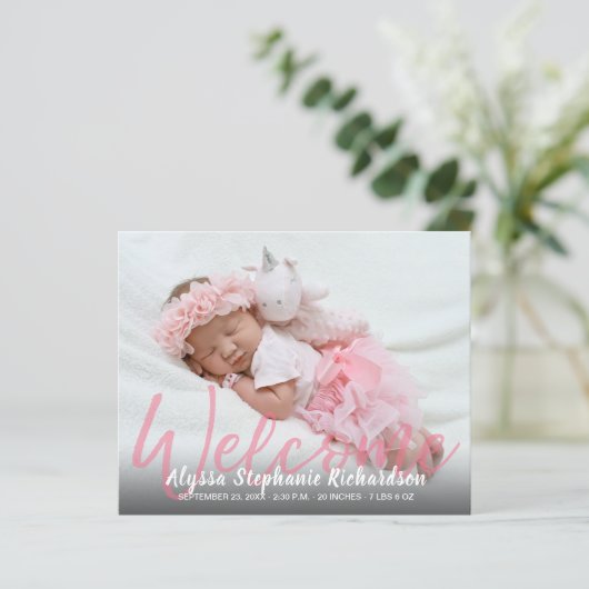 バジェットピンクウェルカム数々のフォトベビーのお知らせ (スタンド正面)
